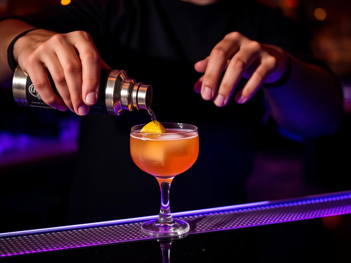 Bartender preparando um coquetel