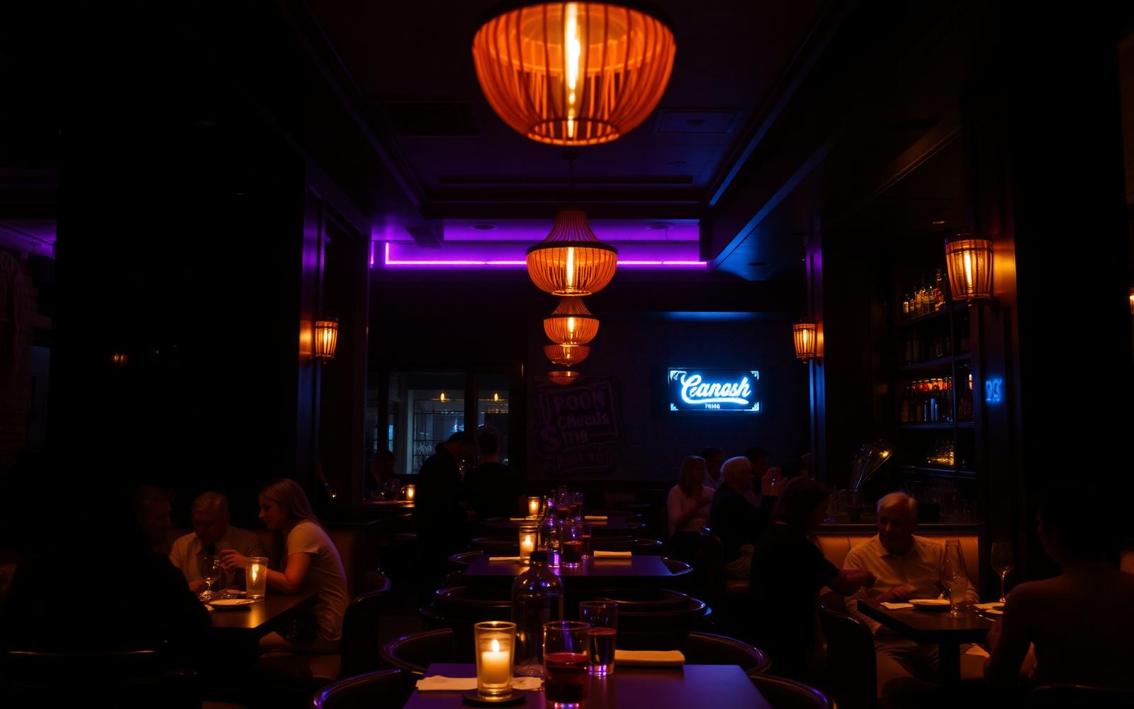 Ambiente noturno da Vila Rébua Gastrobar